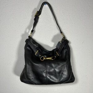 Black Leather Coach Shoulder Bag